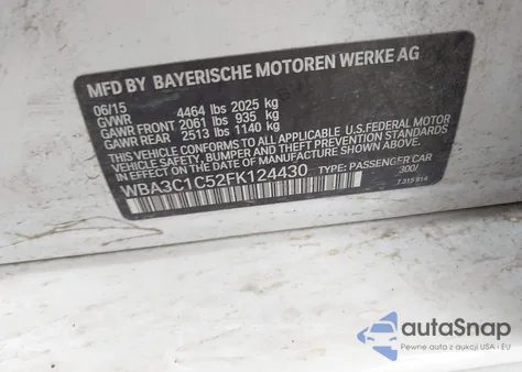 2015 BMW 328I from USA, damaged, VIN WBA3C1C52FK124430